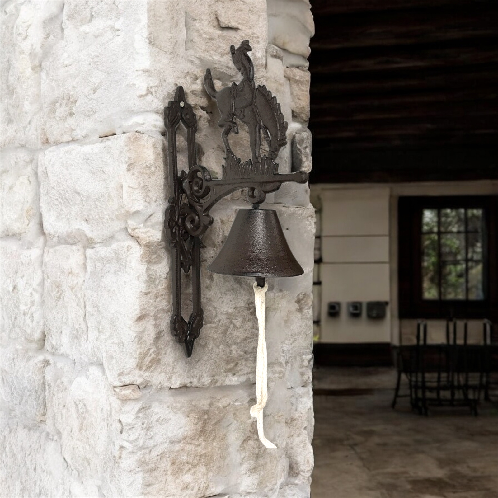 Cast Iron Bronc Rider Wall-Mount Bell 